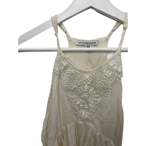 American Eagle XS Crochet Tank Top Cream Lace Boho Festival Summer - Picture 3 of 10